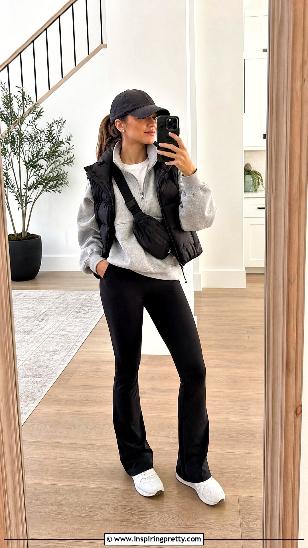 Hollister Quarter Zip Sweatshirt With Flared Leggings - 25 hollister winter tops outfit ideas