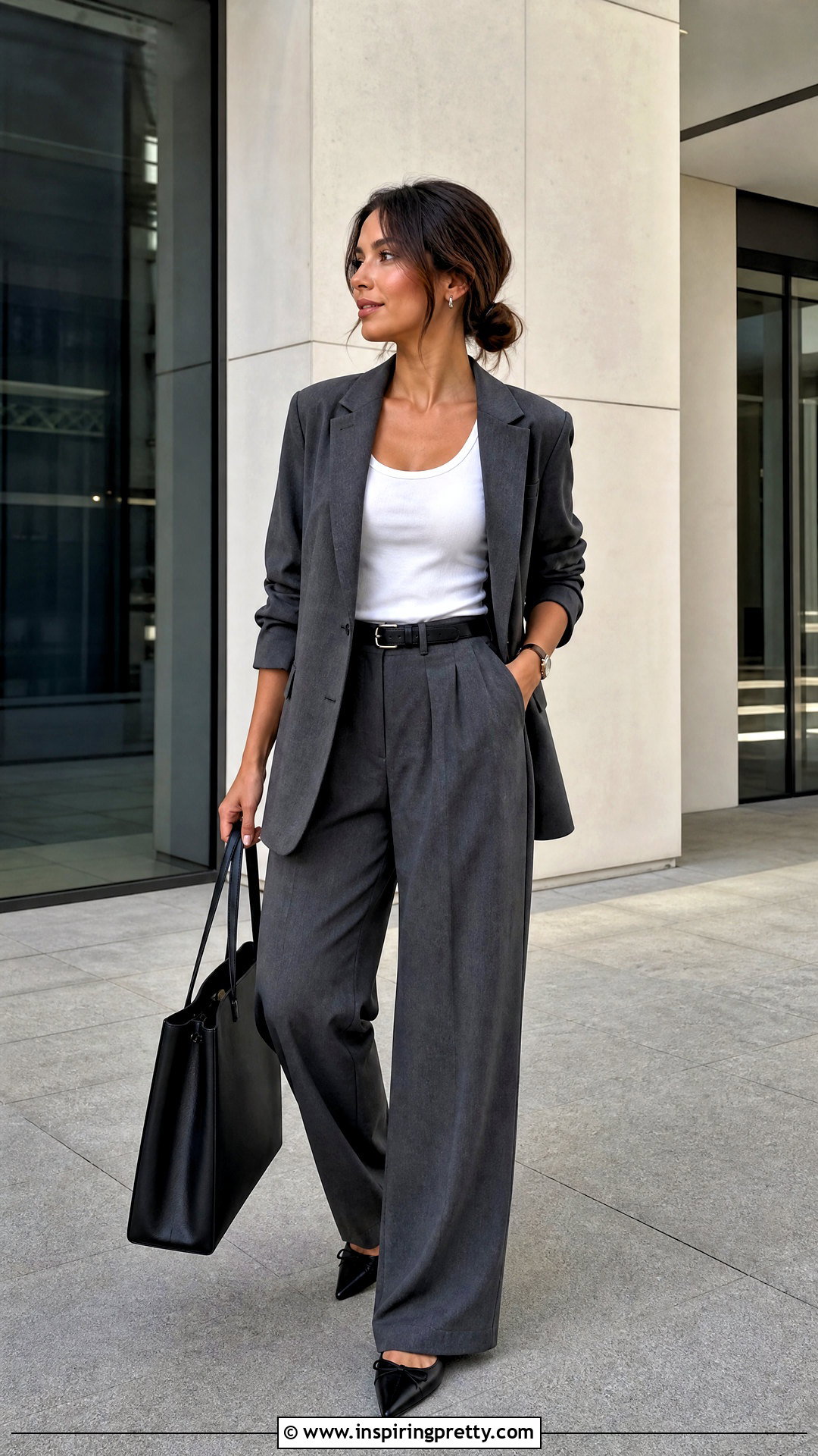 Hollister Scoop Neck Tee With Wide Leg Trousers - 25 hollister basic tops outfit ideas