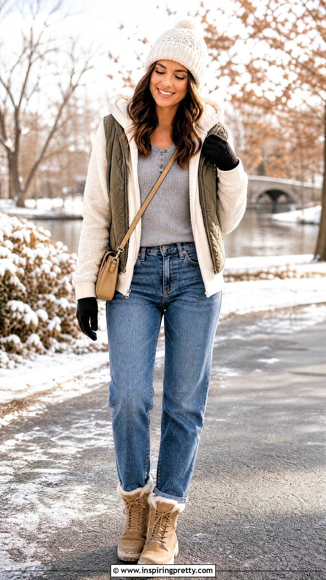 Hollister Sherpa Hoodie With Straight Leg Jeans - 25 hollister winter tops outfit ideas