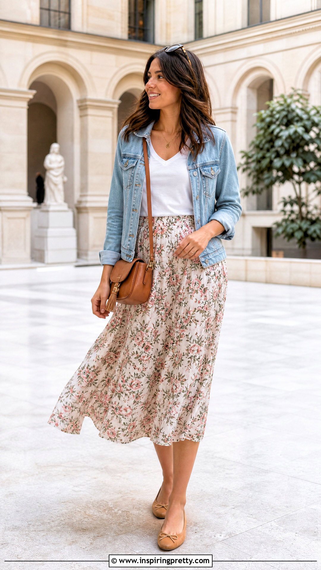 Hollister V Neck Tee With Midi Skirt - 25 hollister basic tops outfit ideas