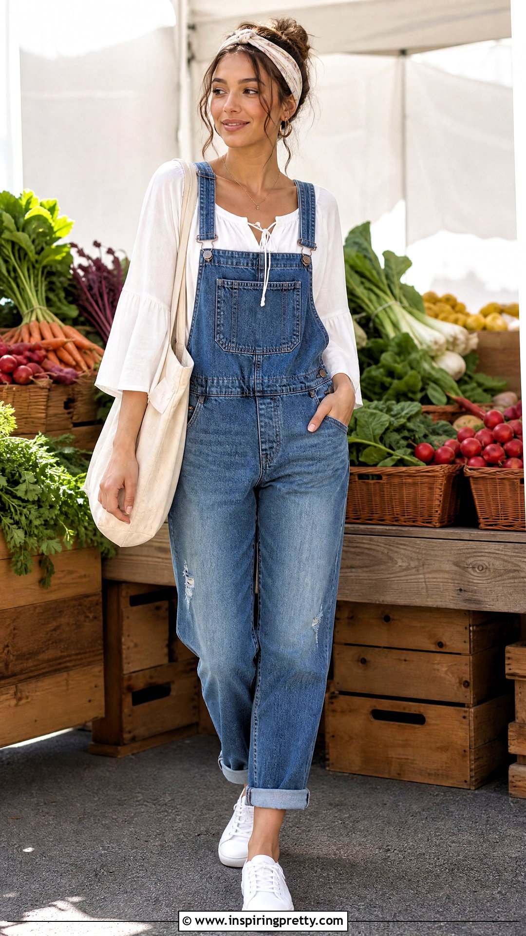 Hollister White Flowy Top With Blue Denim Overalls - 25 Hollister White Flowy Top outfit ideas