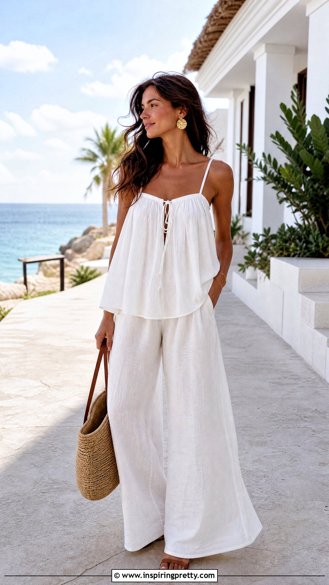 Hollister White Flowy Top With White Linen Pants - 25 Hollister White Flowy Top outfit ideas