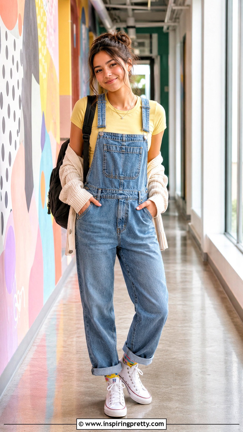 Hollister Yellow Baby Tee With Denim Overalls - 50 hollister tops outfit ideas
