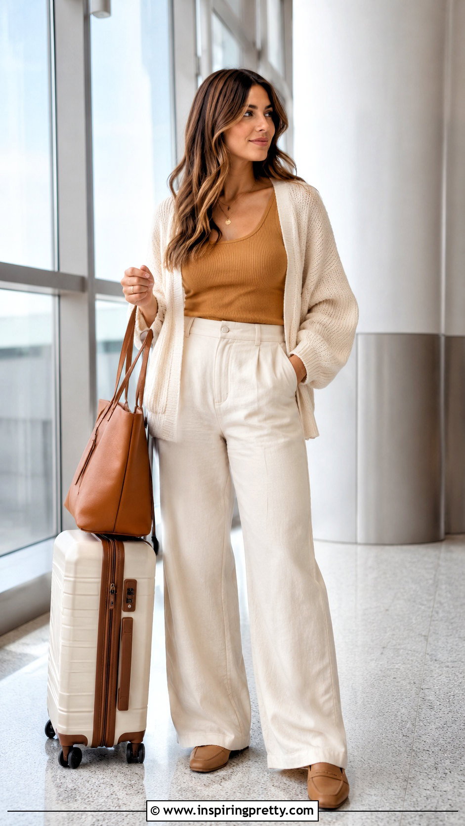 Honey Tank Top With Cream Cardigan And Trousers - 25 honey tank top outfit ideas