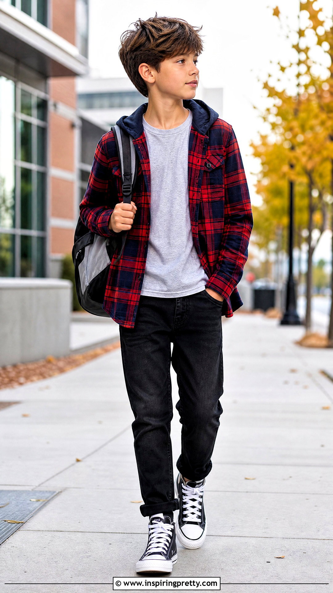 Hooded Flannel Shirt With Black Jeans - 50 latest kids top designs