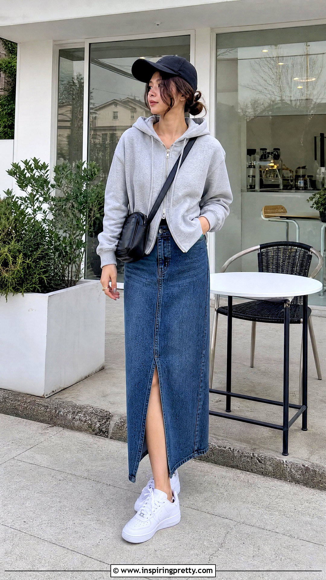 Hoodie And Denim Long Skirt Weekend Outfit - 50 long skirt and top outfits