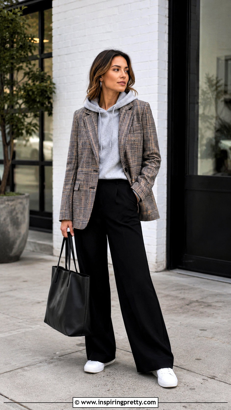 Hoodie Blazer And Tailored Pants Layering Outfit - 50 top layering ideas