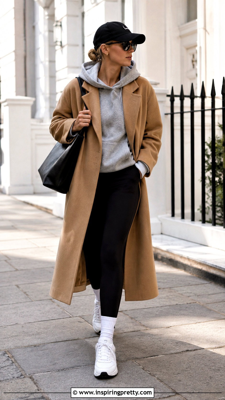 Hoodie Leggings And Wool Coat Layering Outfit - 50 top layering ideas