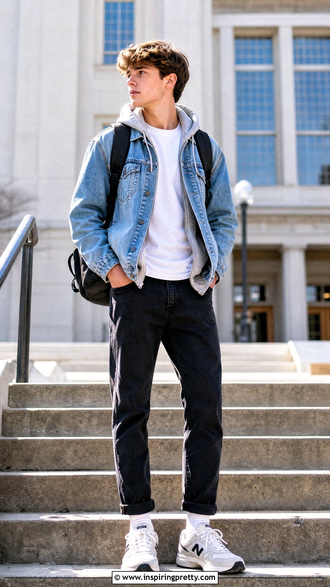 Hoodie Top And Denim Jacket Outfit - 50 cute tops for school ideas