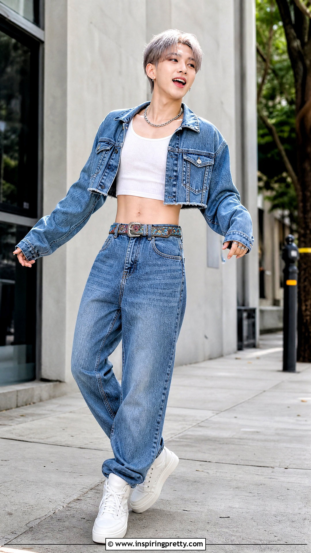 Hoshi Cropped Denim Outfit - 25 male kpop idols in crop tops outfit ideas