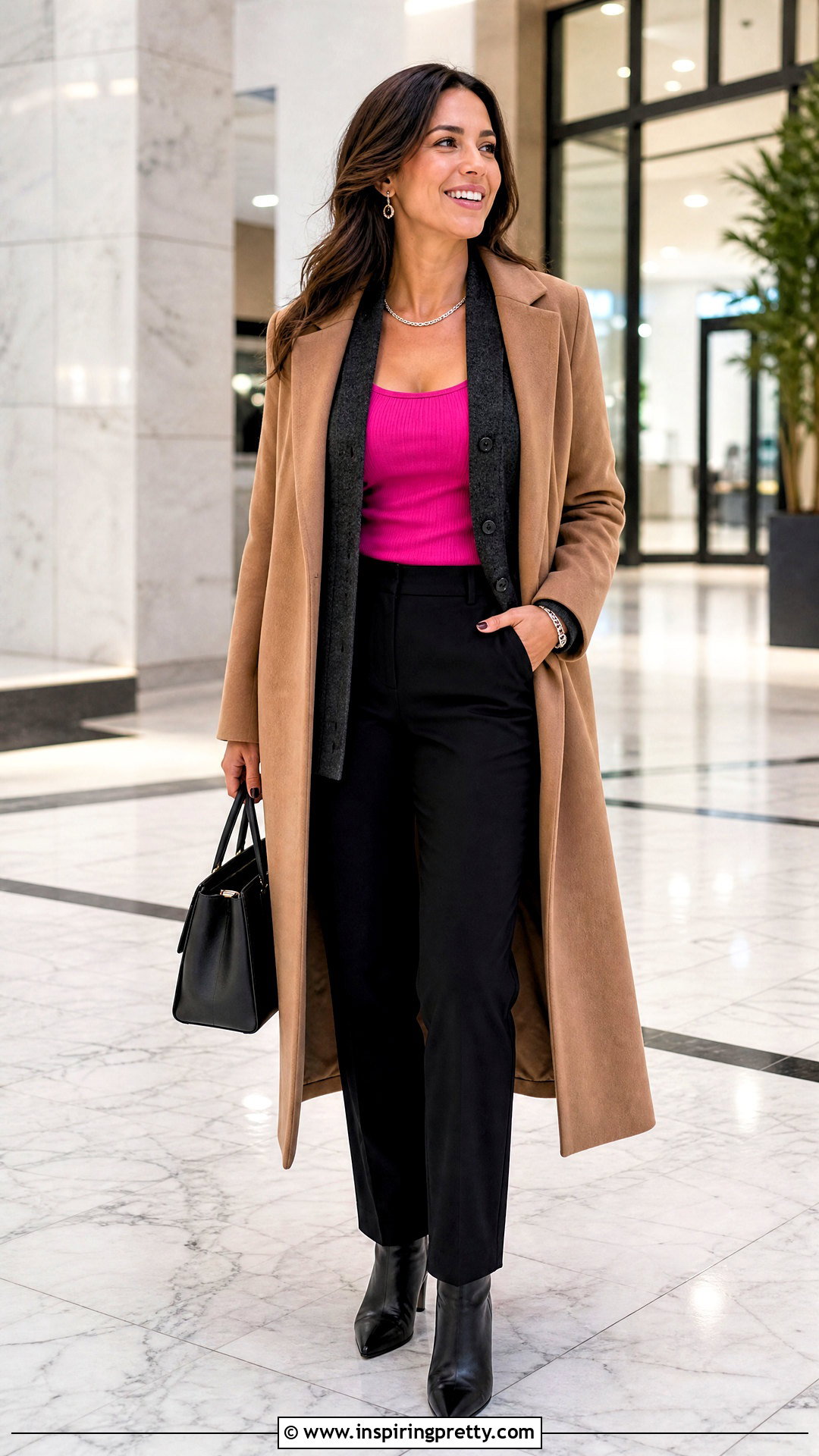Hot Pink Tank Top Winter Layered Outfit - 50 hot pink tank top outfit ideas