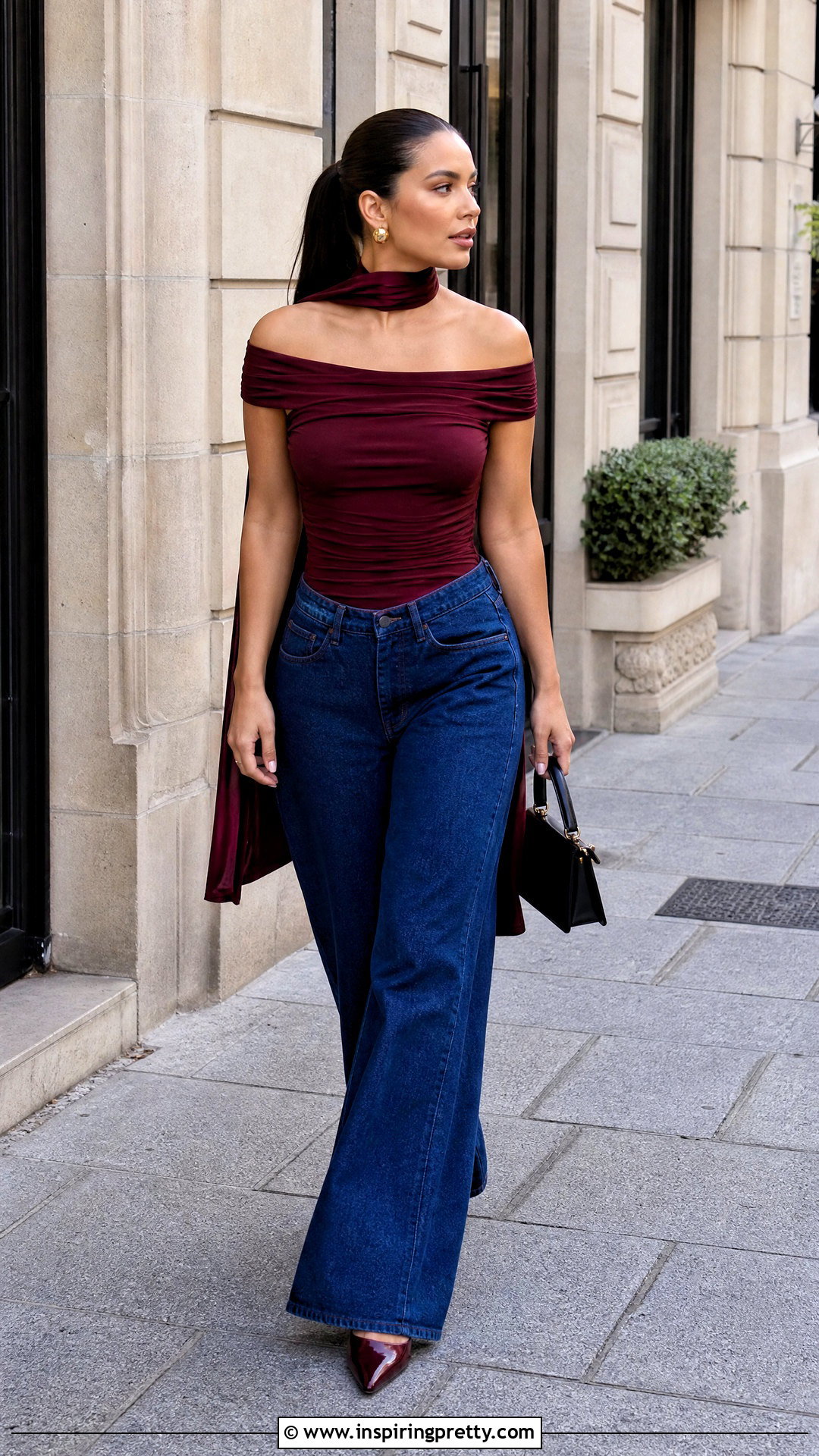 House Of CB Allegra Top With Blue Wide Leg Jeans - 20 House Of Cb Allegra Top outfit ideas