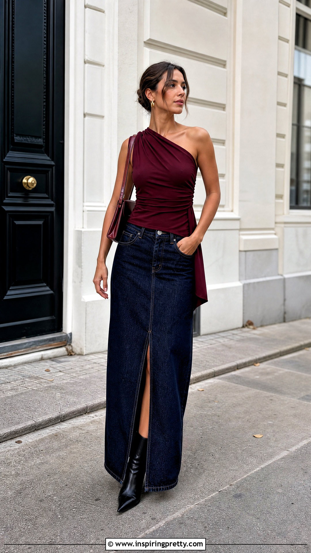 House Of CB Allegra Top With Dark Denim Maxi Skirt - 20 House Of Cb Allegra Top outfit ideas