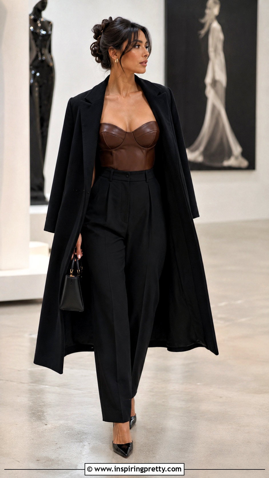 House of CB Leather Top With Black Tailored Trousers - 20 house of cb leather top outfit ideas
