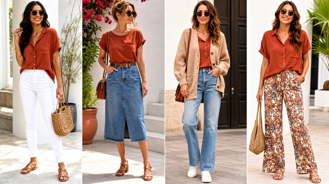 How To Style Rust Tops: 20 Warm Looks for Chic Fall Outfits