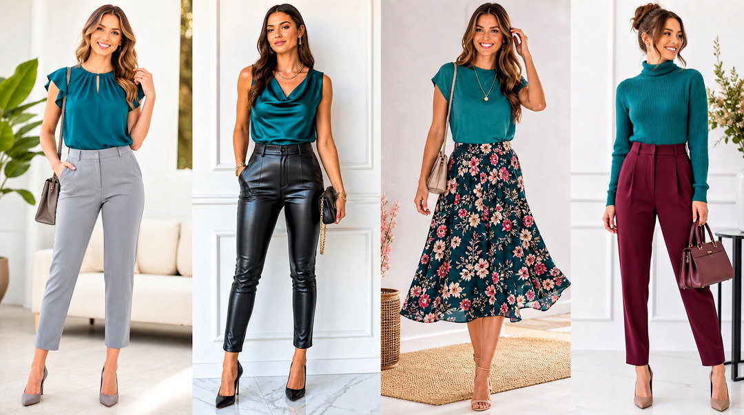 How To Style Teal Tops: 20 Fresh Looks for Work or Weekends