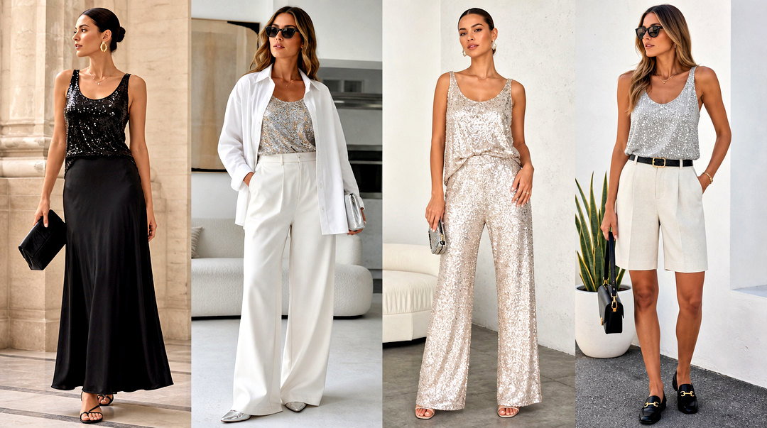 How To Wear a Sequin Tank Top 25 Dazzling Party Looks
