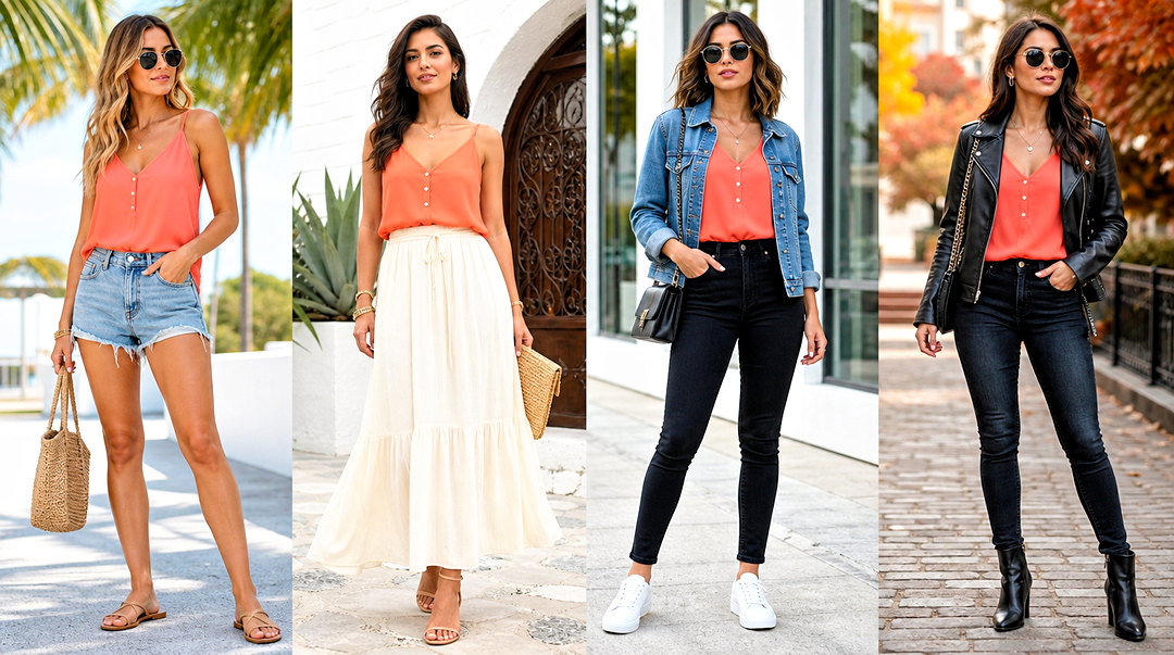 How to Style Coral Tops: 20 Fresh Outfit Ideas for Warm Weather