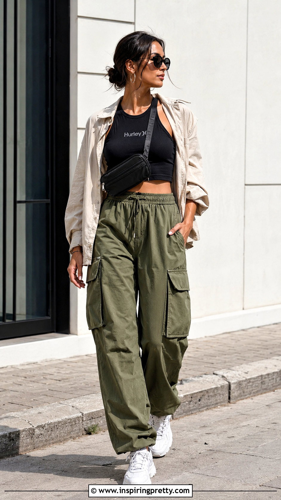 Hurley Crop Tank With Cargo Pants - 20 hurley tops outfit ideas