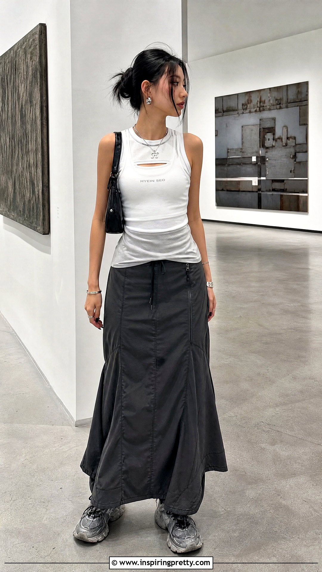 Hyein Seo Tank Top With Gray Maxi Skirt - 20 hyein seo tank top outfit ideas