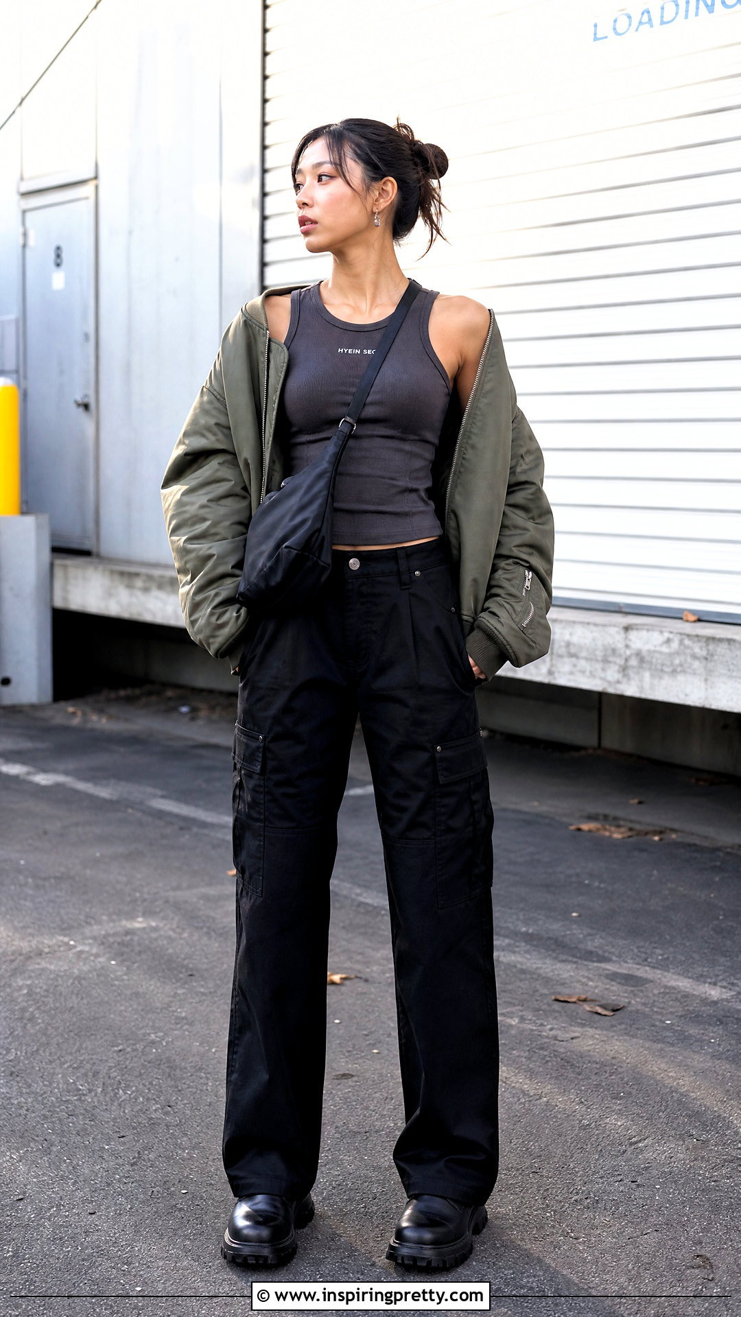 Hyein Seo Tank Top With Oversized Bomber Jacket - 20 hyein seo tank top outfit ideas