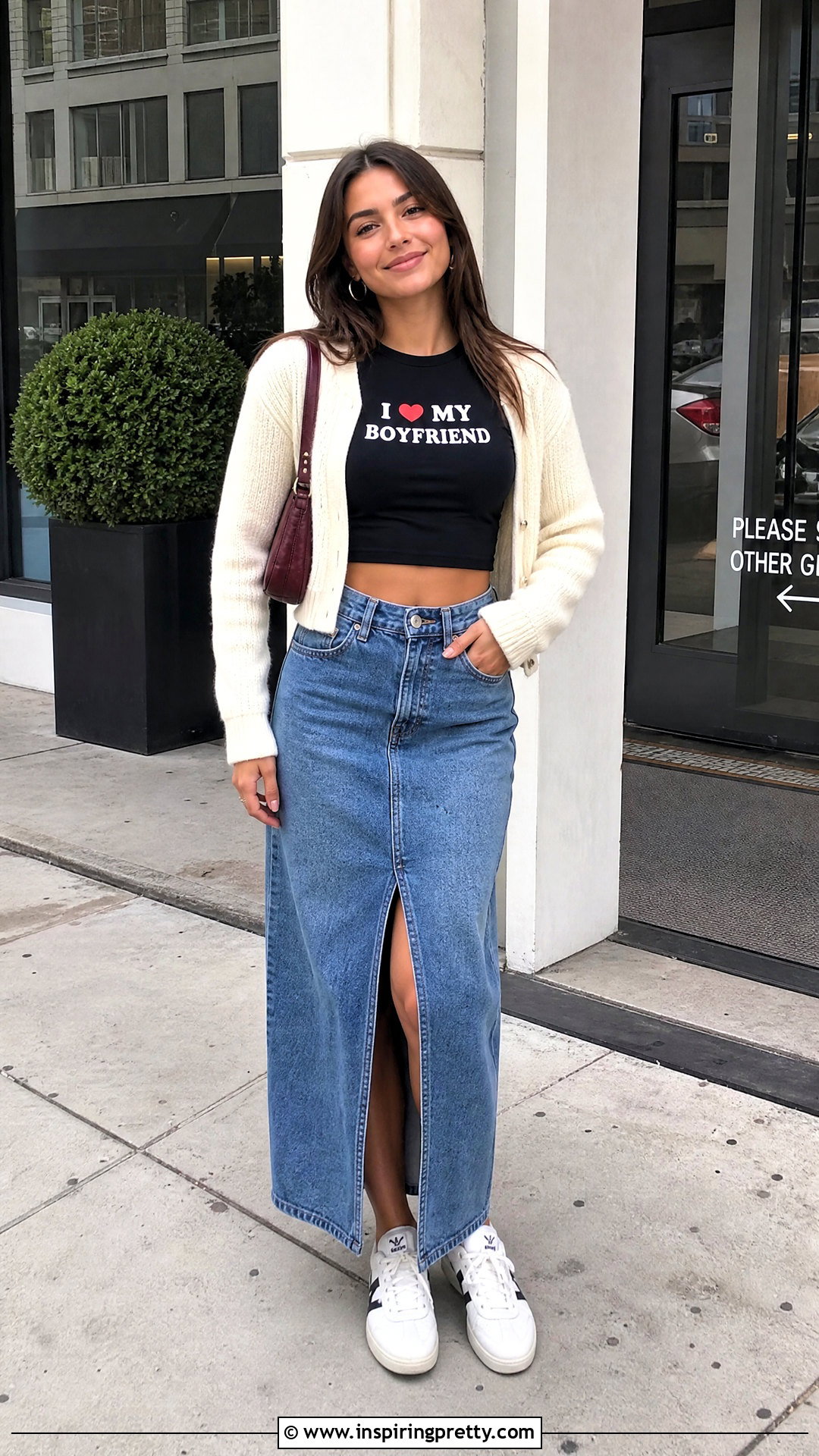 I Heart My Boyfriend Crop Top With Long Denim Skirt - 20 i heart my boyfriend crop top outfit ideas