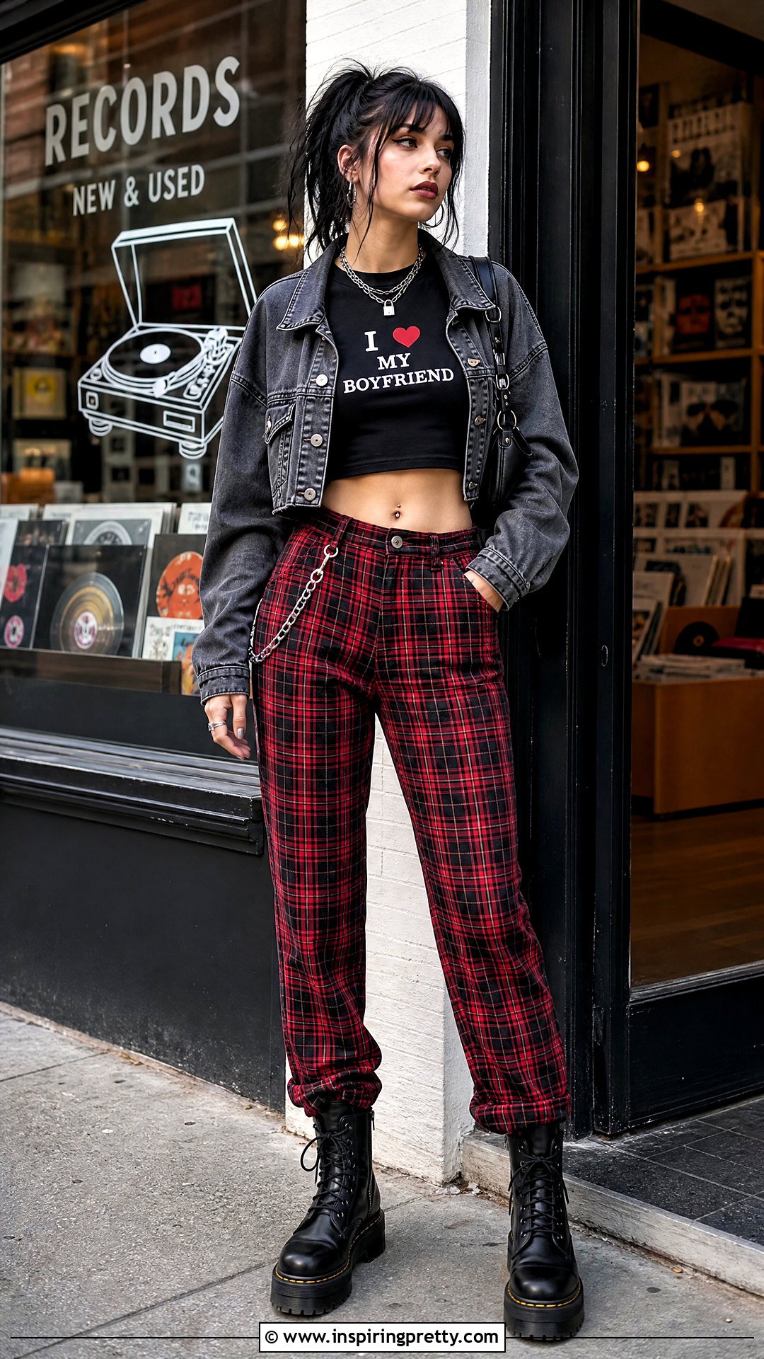 I Heart My Boyfriend Crop Top With Plaid Pants - 20 i heart my boyfriend crop top outfit ideas