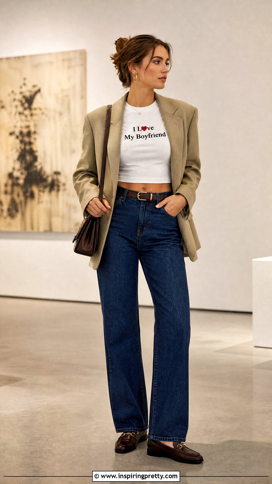 I Love My Boyfriend Crop Top With Blazer And Straight Jeans - 20 i love my boyfriend shirt crop top outfit ideas