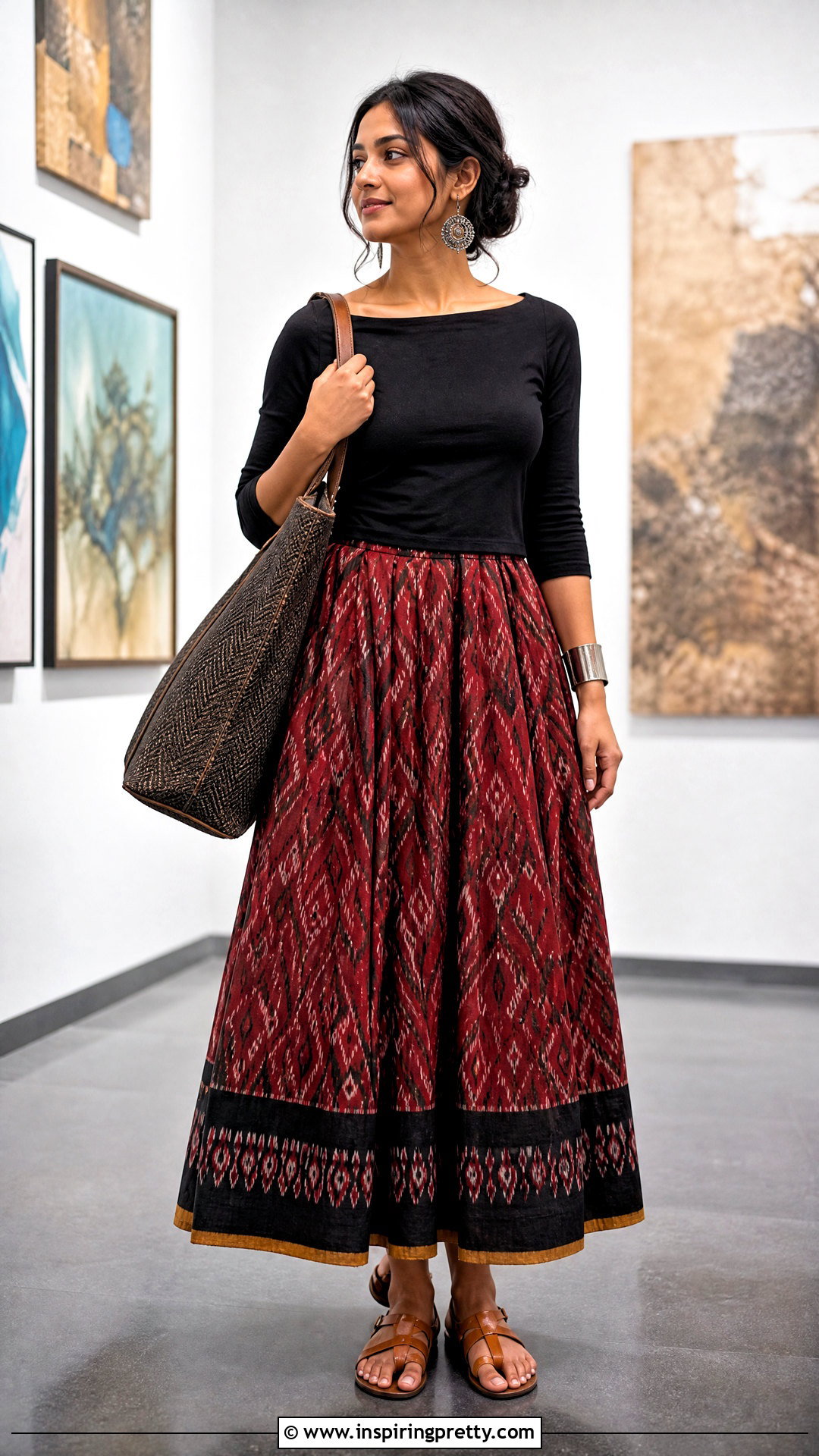 Ikat Cotton Skirt With Boat Neck Top - 50 cotton skirt and top indian outfit ideas