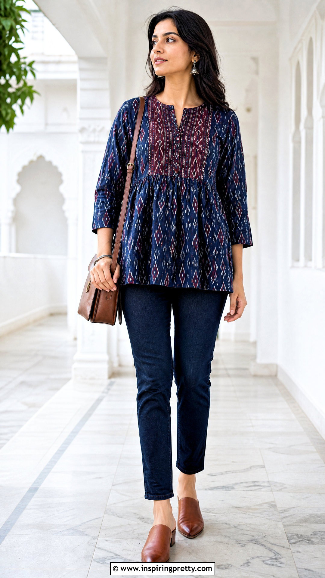 Ikat Cotton Top With Dark Jeans - 50 cotton tops designs for jeans