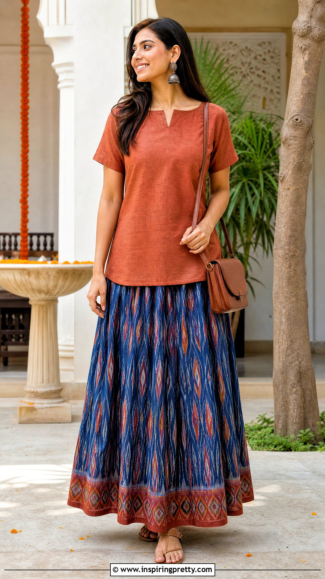 Ikat Long Skirt With Short Kurti - 50 long skirt top designs