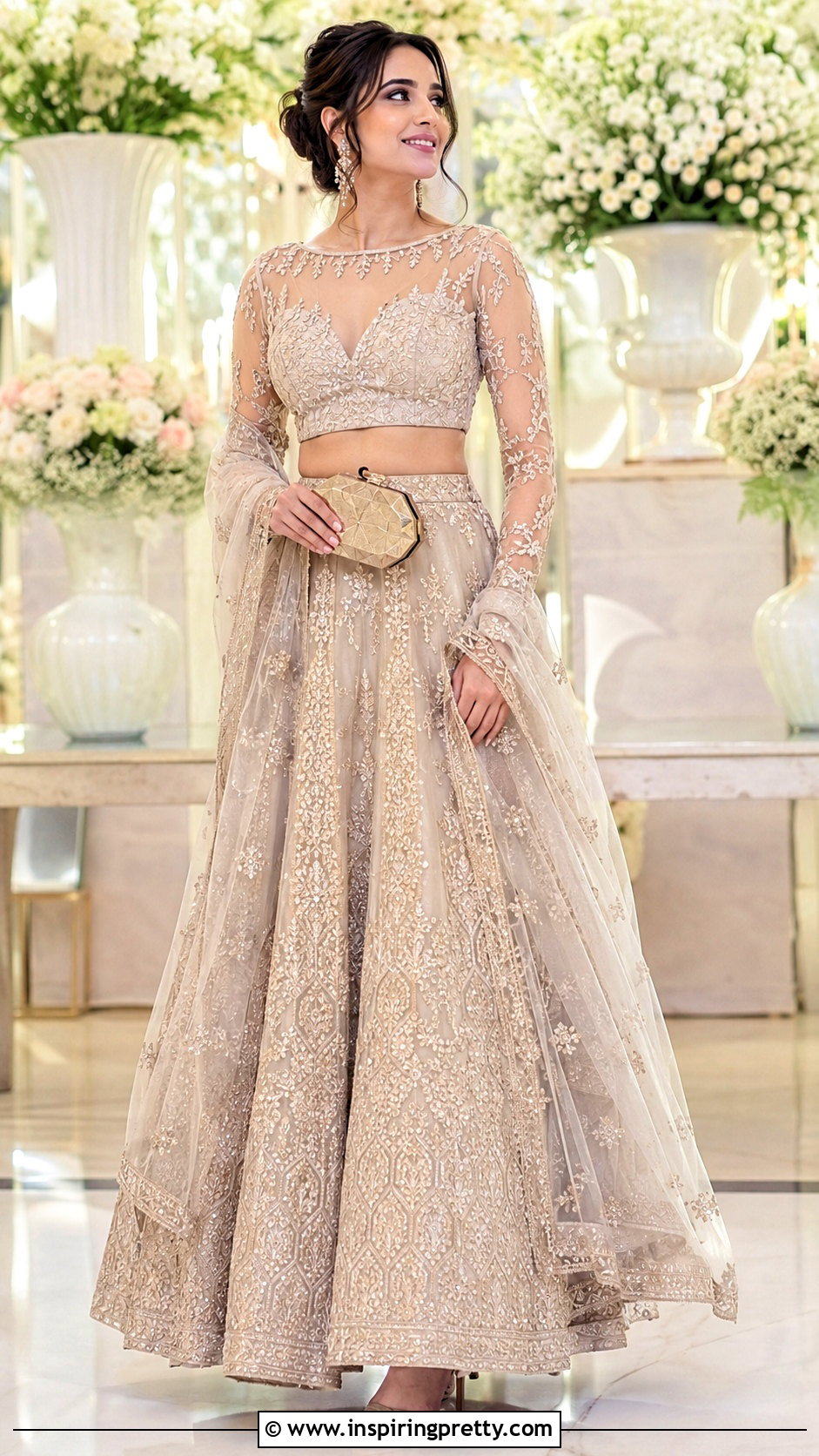 Illusion Neck Blouse With Lehenga - 50 top neck designs