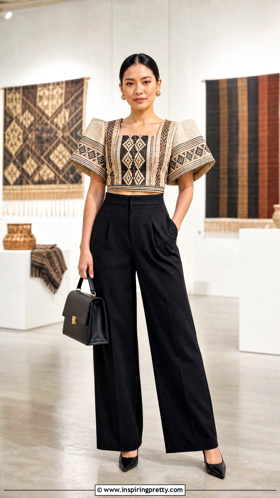 Inabel Filipiniana Top With Black Pants - 50 modern filipiniana top and pants