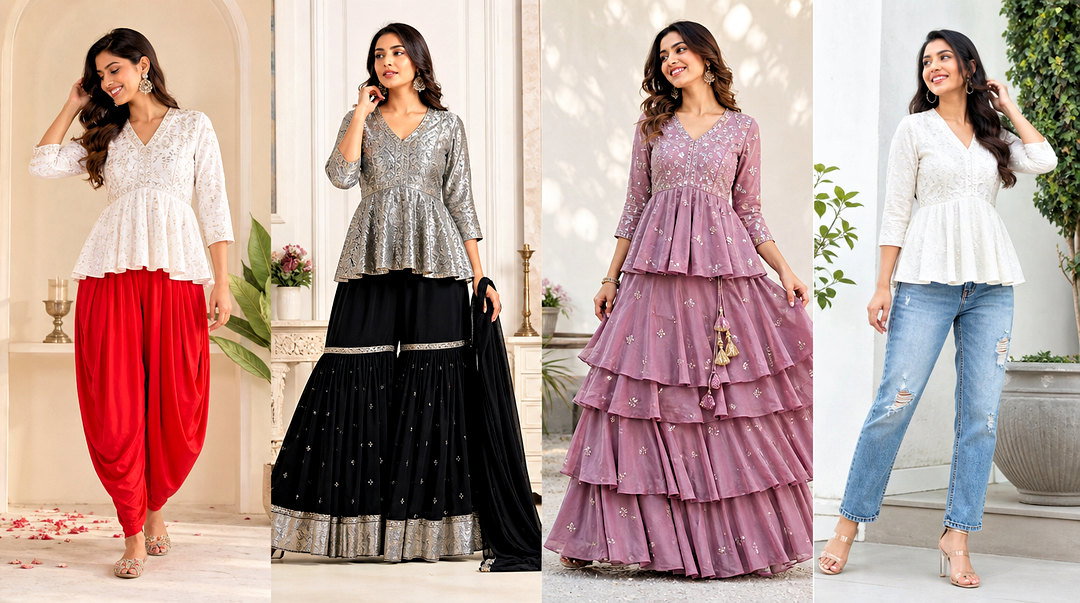 50 Indian Peplum Top Outfits for Festive Flattering Style