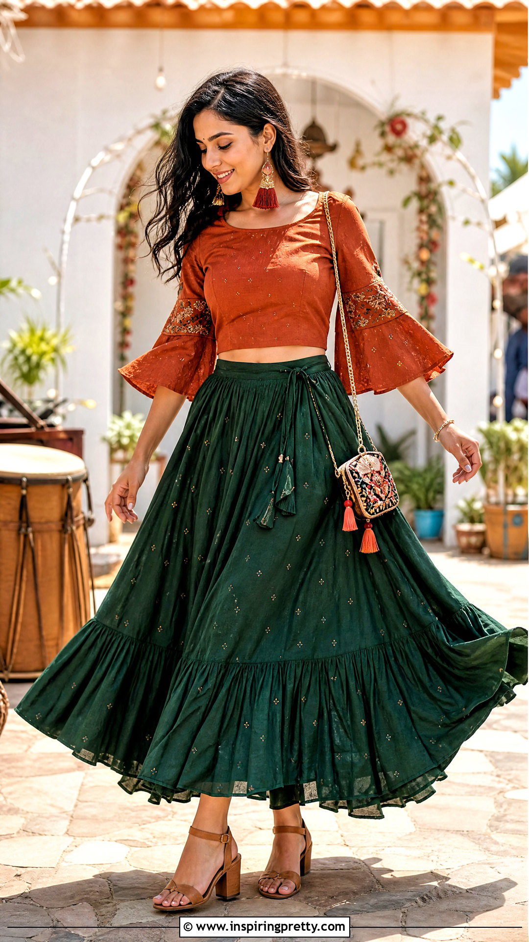 Indian Skirt And Bell Sleeve Top Outfit - 50 indian skirt and top outfits