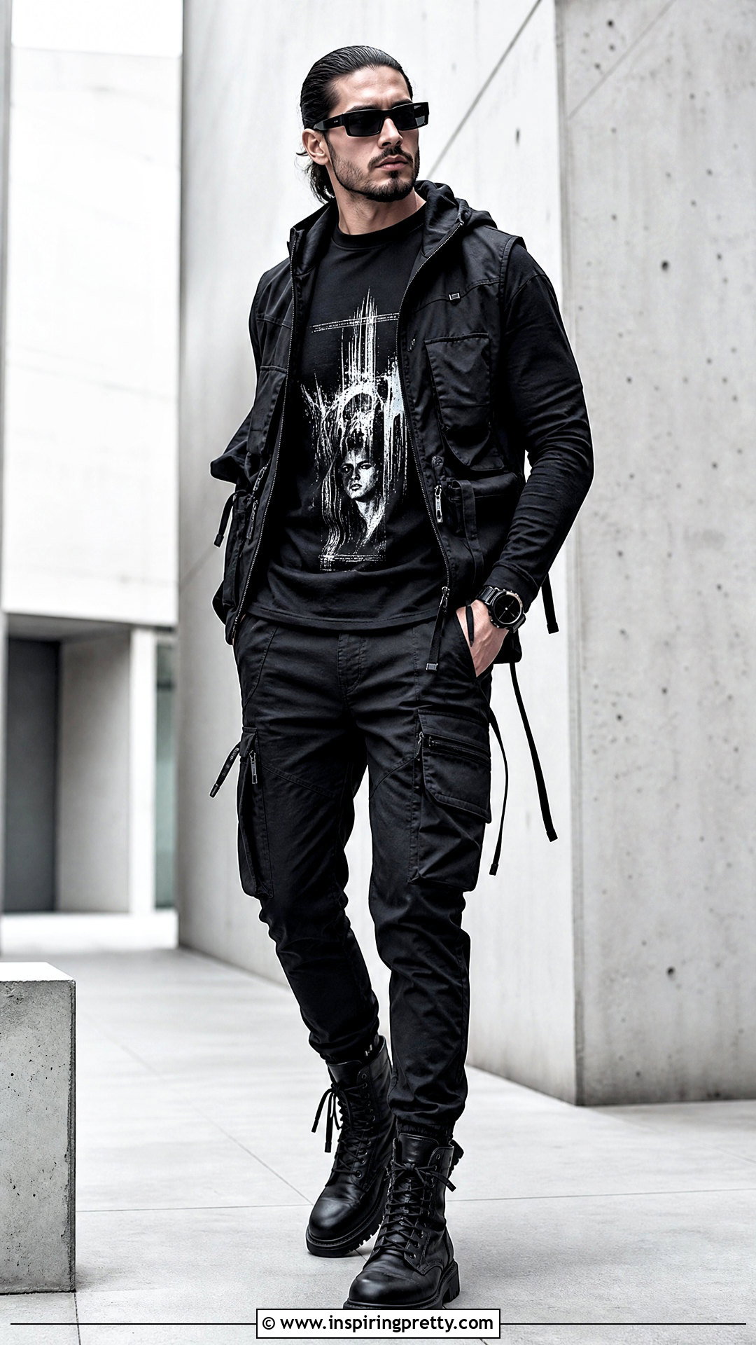 Industrial Goth Top With Techwear Pants - 25 goth tops men