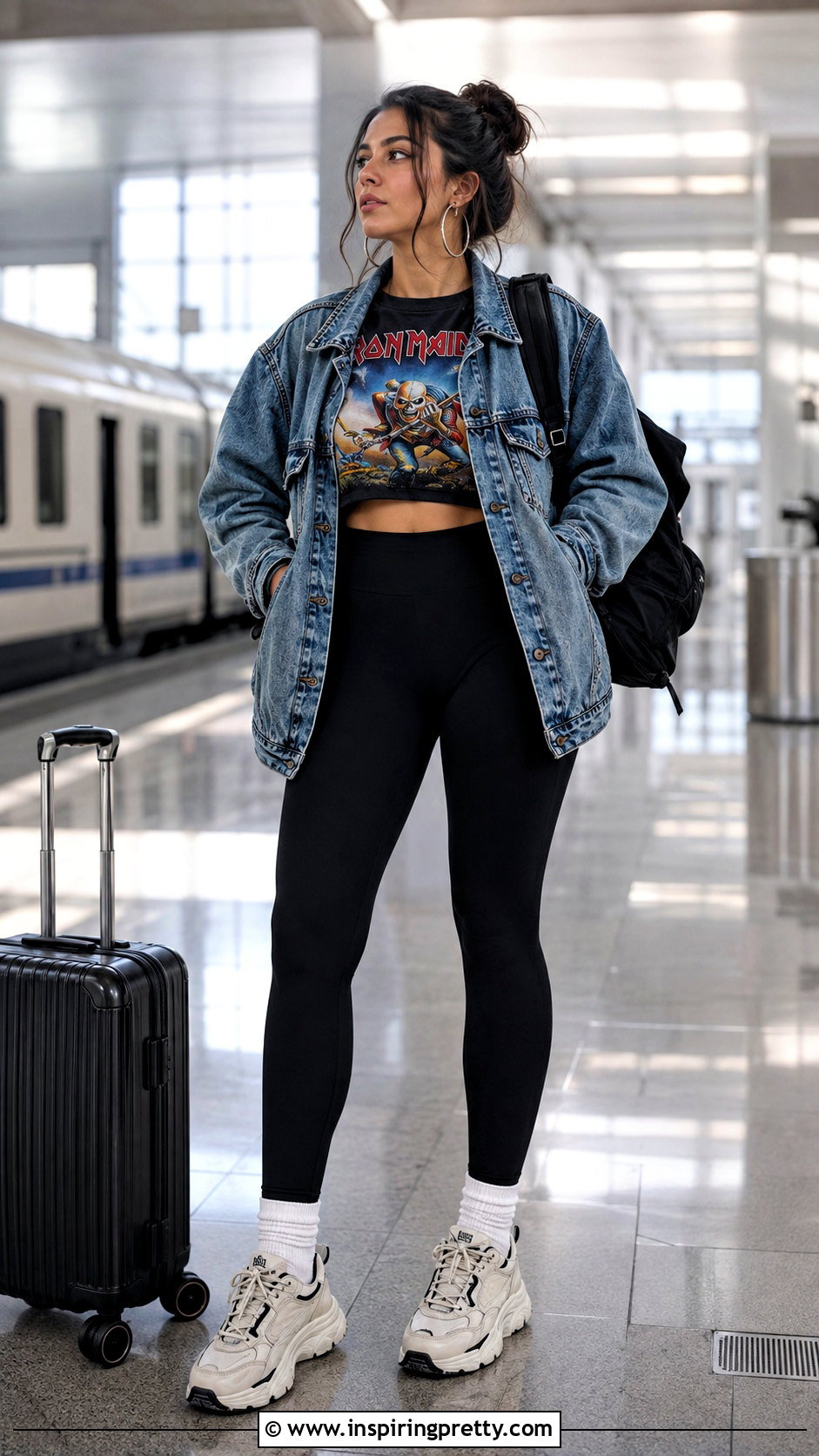 Iron Maiden Crop Top With Denim Jacket And Leggings - 25 Iron Maiden Crop Top outfit ideas