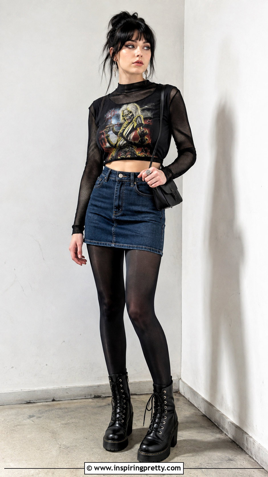 Iron Maiden Crop Top With Mesh Top And Mini Skirt - 25 Iron Maiden Crop Top outfit ideas