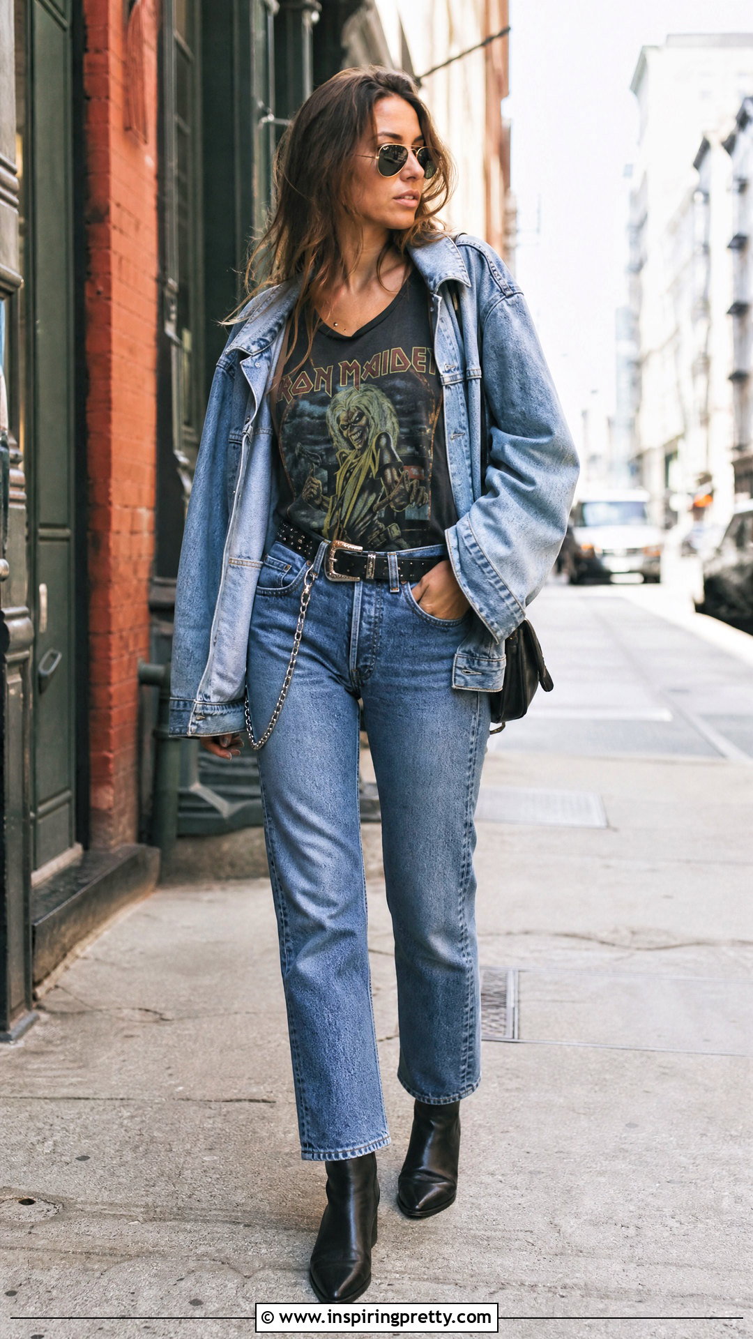 Iron Maiden Tank Top With Double Denim - 25 iron maiden tank top outfit ideas