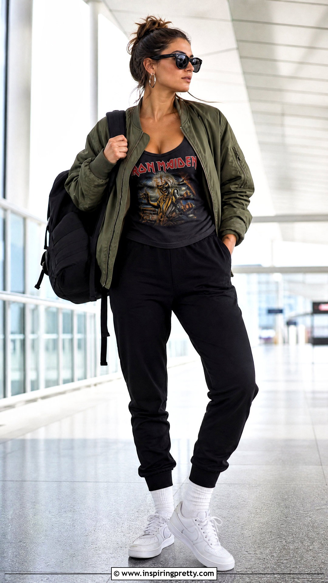 Iron Maiden Tank Top With Joggers And Bomber Jacket - 25 iron maiden tank top outfit ideas