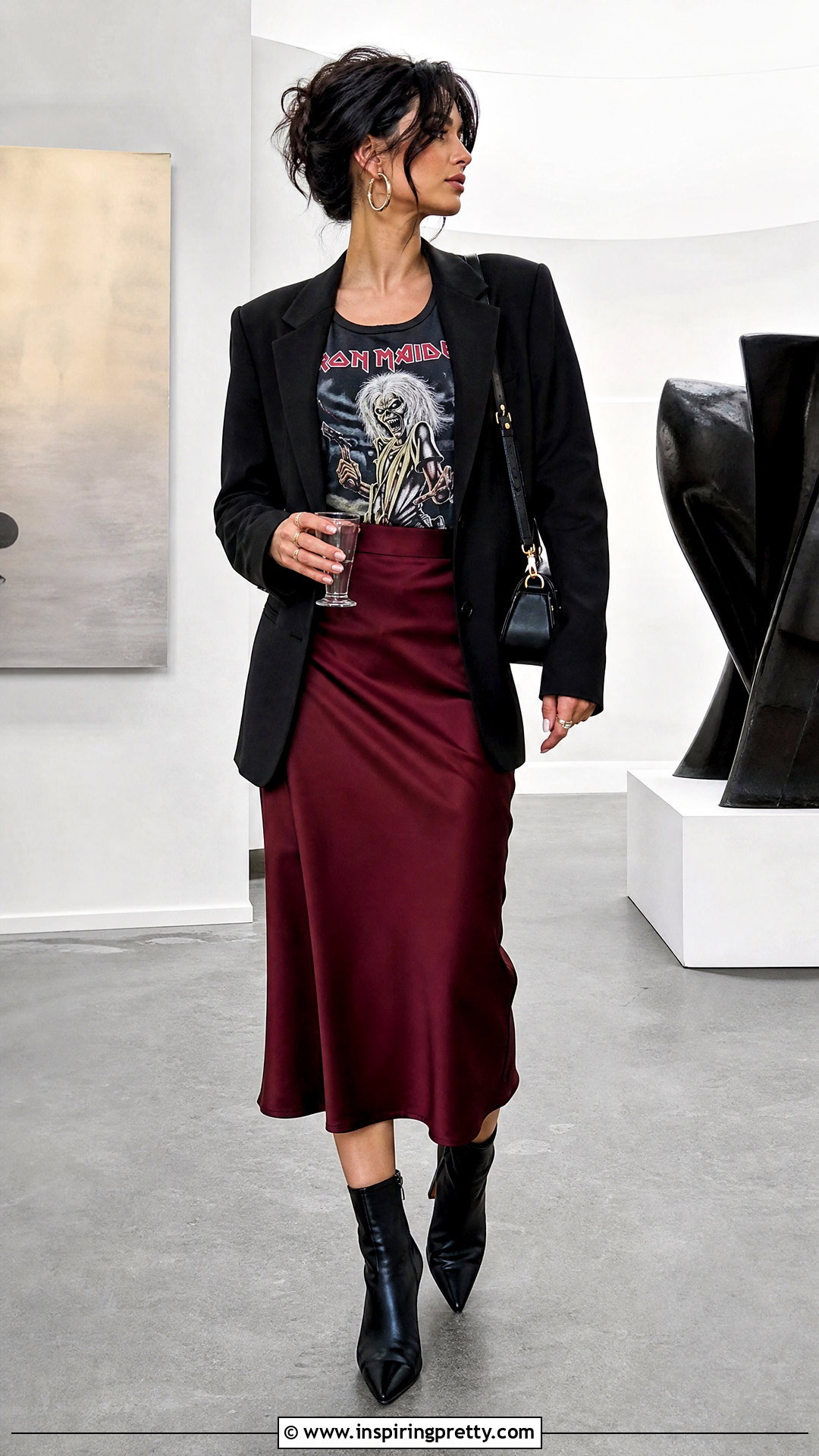Iron Maiden Tank Top With Satin Midi Skirt - 25 iron maiden tank top outfit ideas