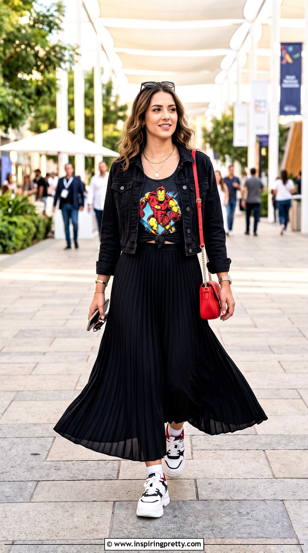 Iron Man Tank Top With Black Maxi Skirt - 25 iron man tank top outfit ideas