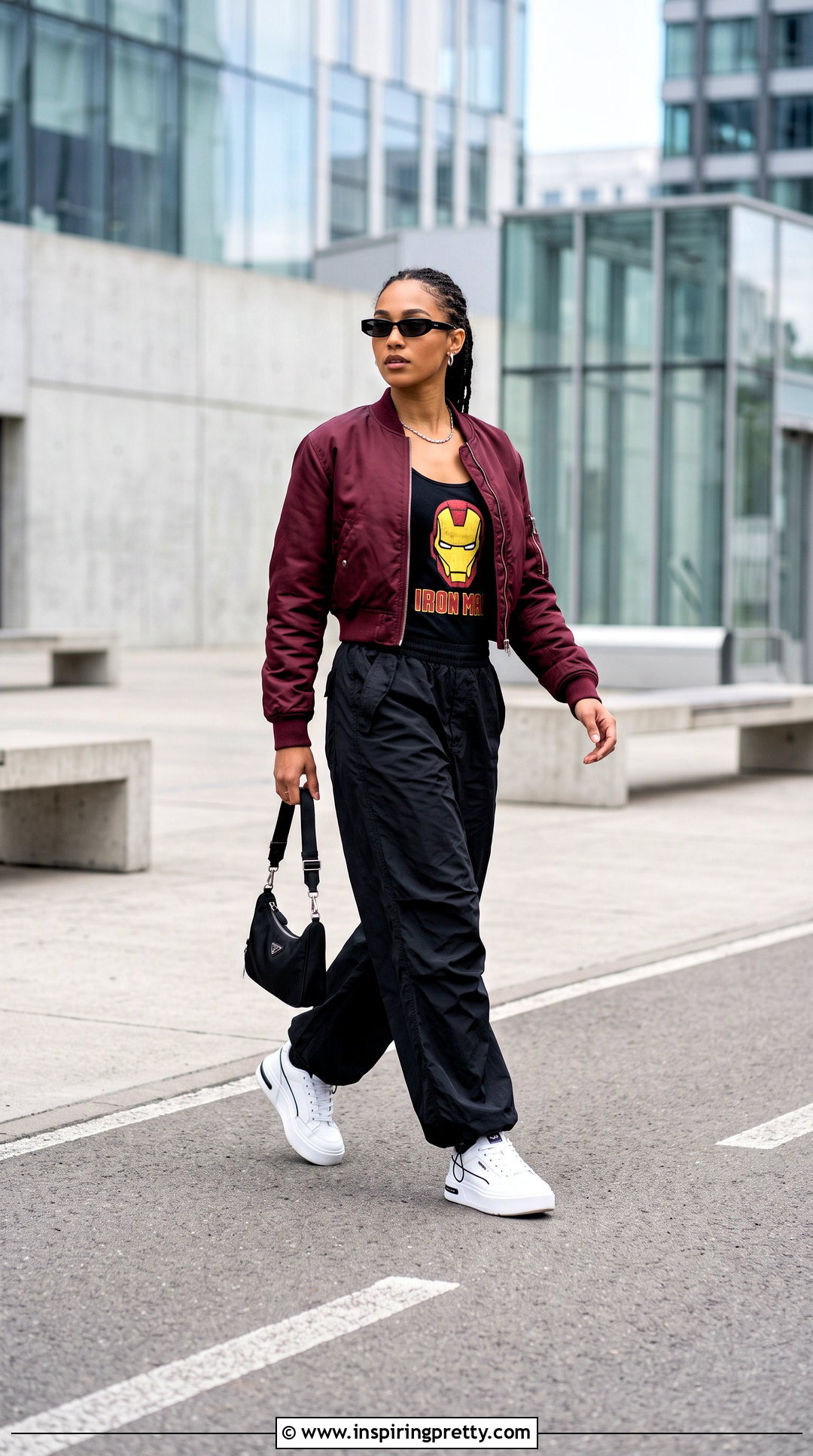 Iron Man Tank Top With Bomber Jacket And Parachute Pants - 25 iron man tank top outfit ideas