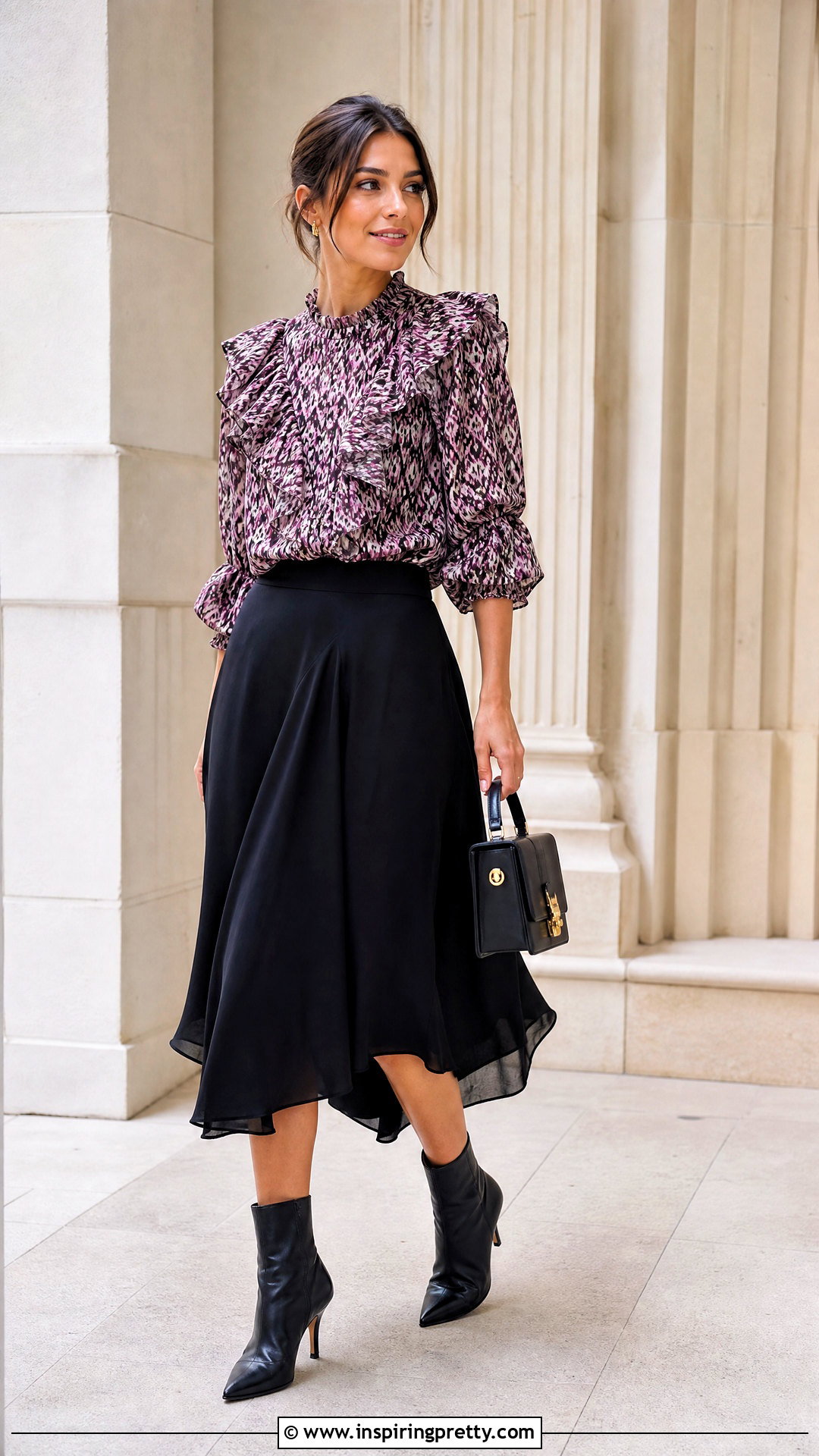 Isabel Marant Ruffle Top With a Black Midi Skirt - 25 isabel marant ruffle top outfit ideas