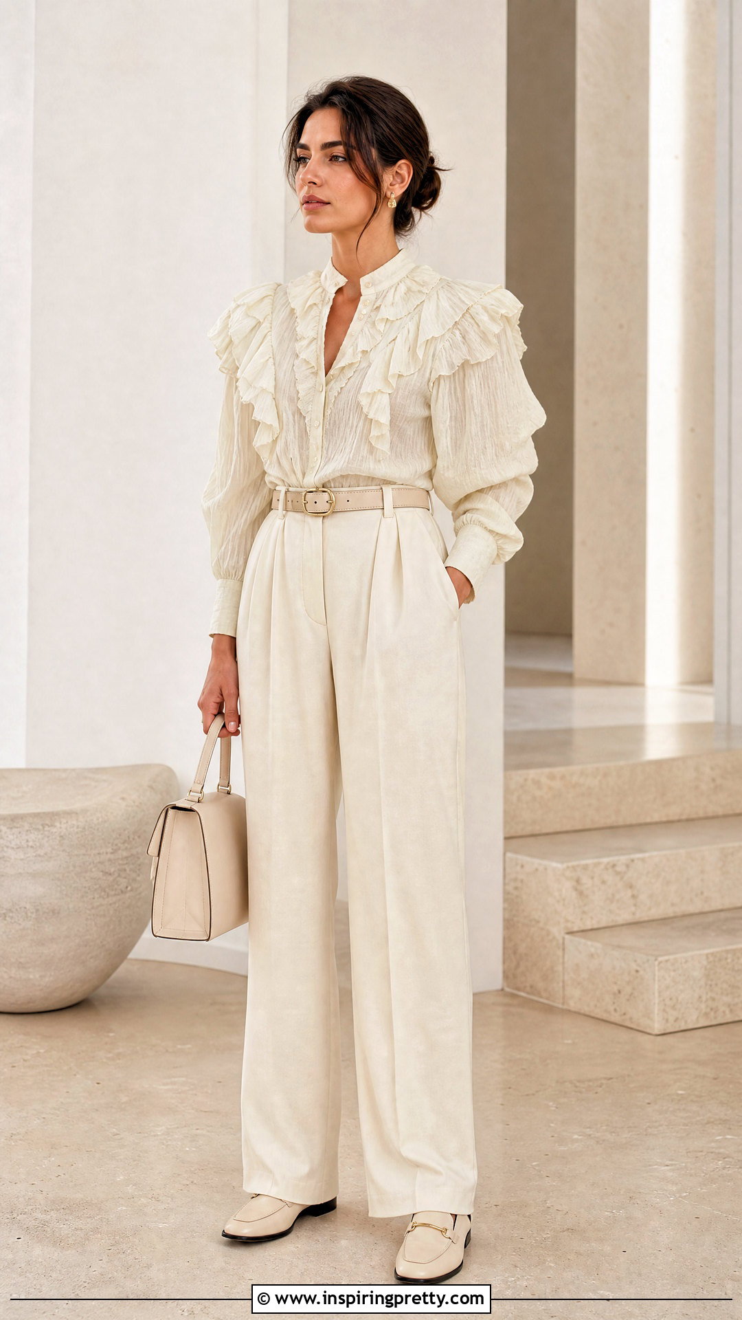 Isabel Marant Ruffle Top With a Monochrome Outfit - 25 isabel marant ruffle top outfit ideas