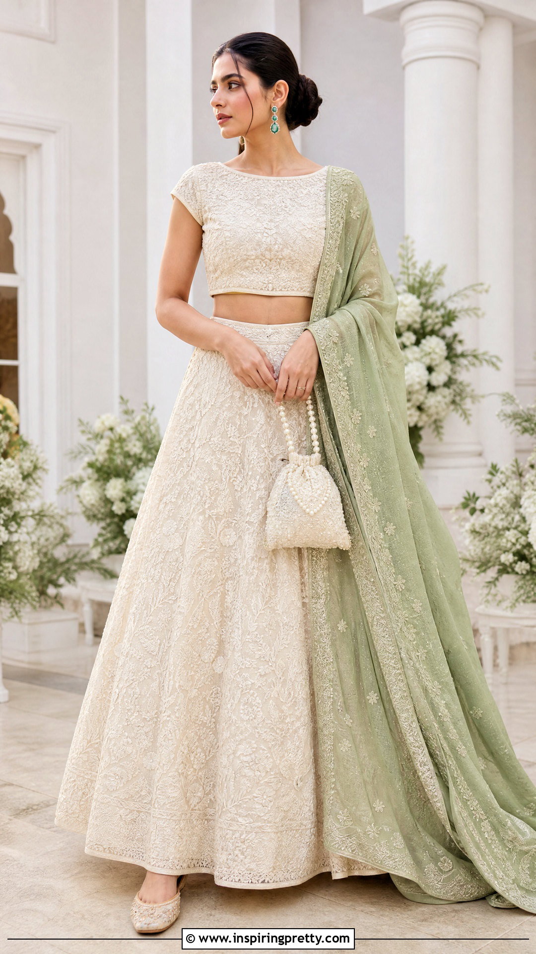 Ivory Chikankari Crop Top Lehenga Outfit - 25 chikankari crop top lehenga outfits