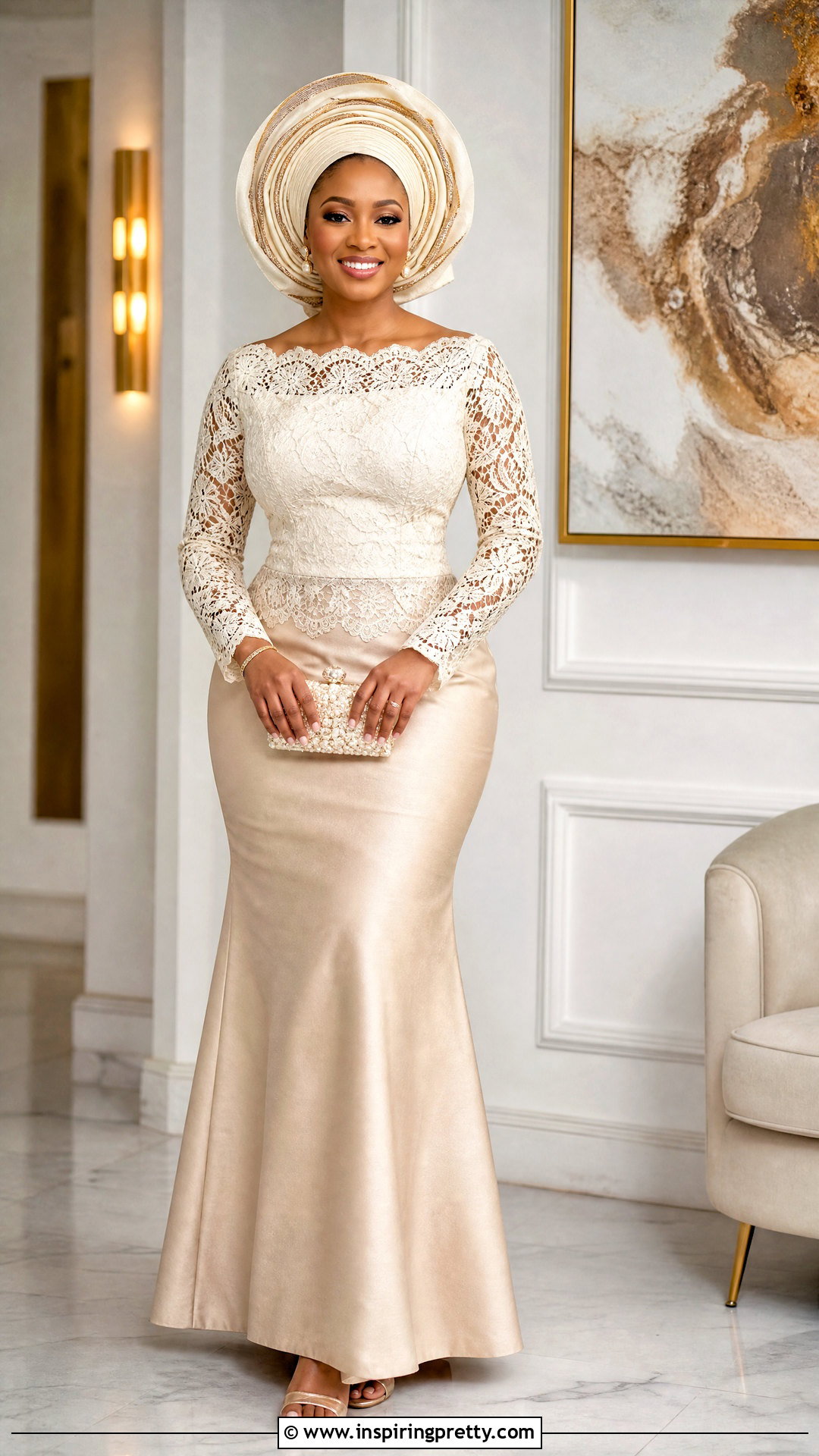 Ivory Lace Top And Champagne Skirt - 50 skirt and top lace styles