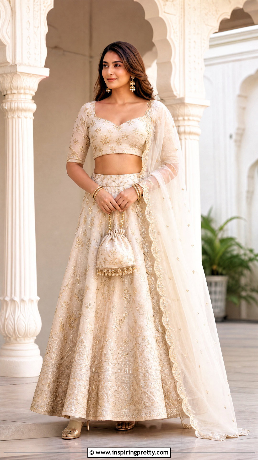 Ivory Organza Crop Top Lehenga Outfit - 50 organza crop top lehenga outfit ideas