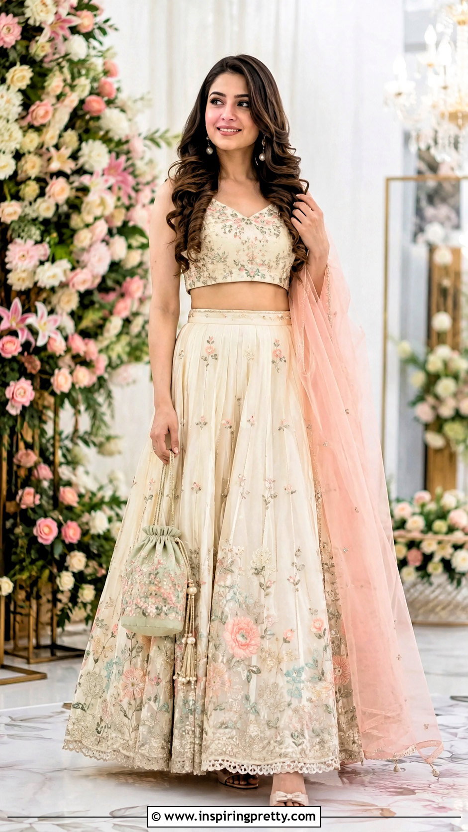 Ivory Skirt And Crop Top For Engagement - 50 skirt and crop top indian weddings