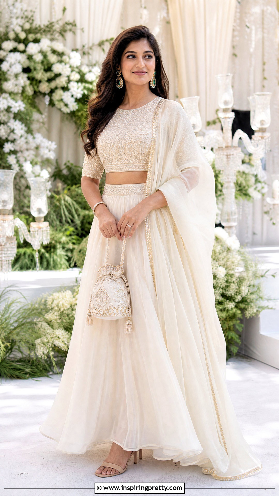 Ivory Skirt With Matching Embroidered Top - 50 skirt top indian outfit traditional ideas